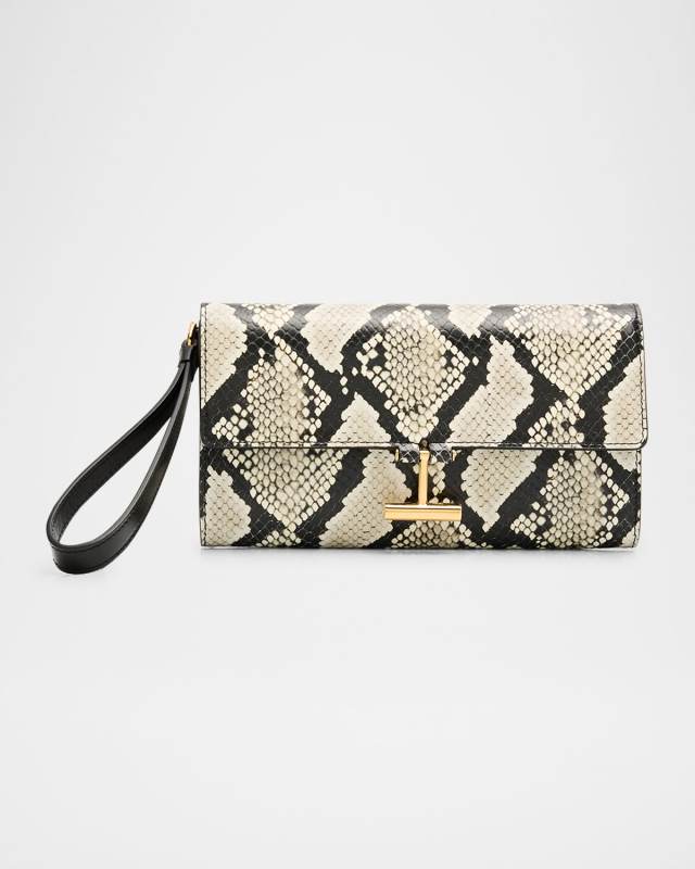 Tara Pouch Wristlet in Python-Print Leather
